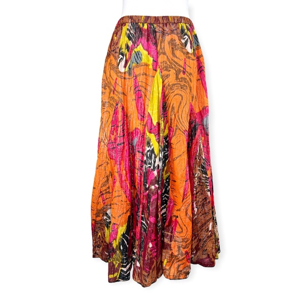 Soft Surroundings Petite Kamala Boho Maxi Skirt Colorful Abstract Print Metallic - Picture 3 of 10